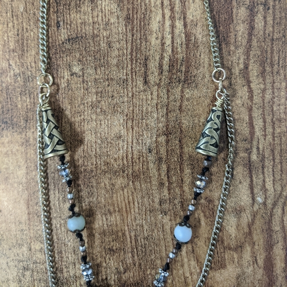 16" double layer mixed metal, rope, semiprecious - Picture 6 of 7